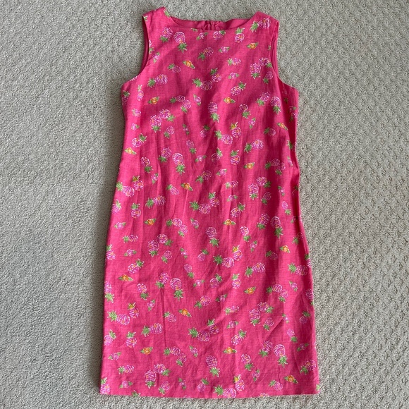 Talbots Petites Vintage Linen/Cotton Blend Shift Dress Pink Pineapple 6P Summer - Picture 1 of 13